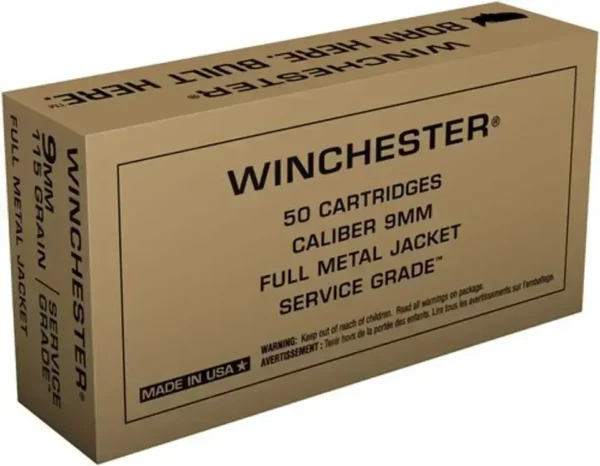 Winchester Service Grade 9mm 115gr, Full Metal Jacket, 200rd Box