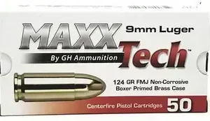 MaxxTech 9mm 124gr, FMJ, 100rd Box no price