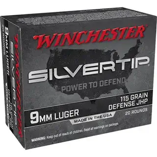 Winchester Silvertip 9mm, 115gr, Silvertip Jacket Hollow Point, 100rd Box