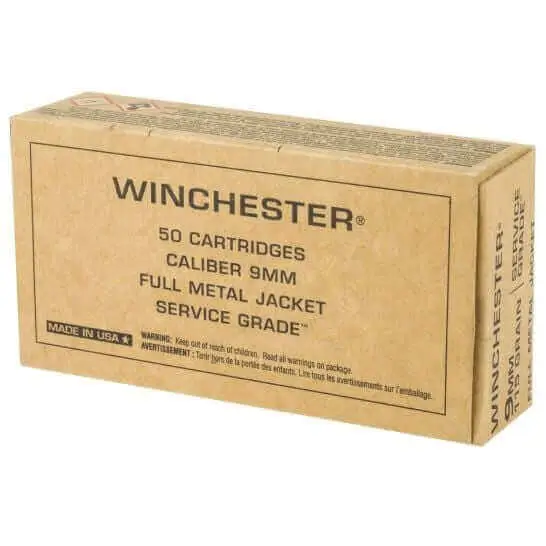 1000rds Of Winchester Service Grade 9mm 115 Grain FMJ