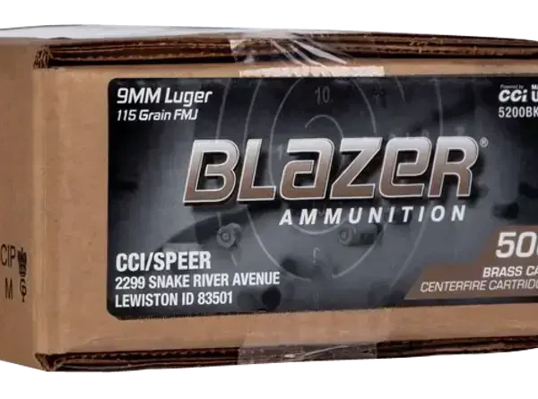 CCI Blazer Brass Handgun 9mm, 115gr, FMJ 500Bx/1Cs