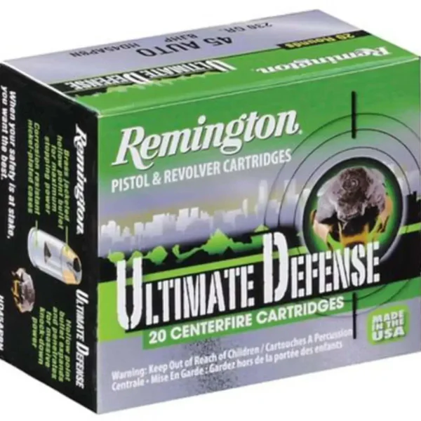 Remington Ultimate Defense 9mm, 124gr, Brass Jacketed Hollow Point, 100rd