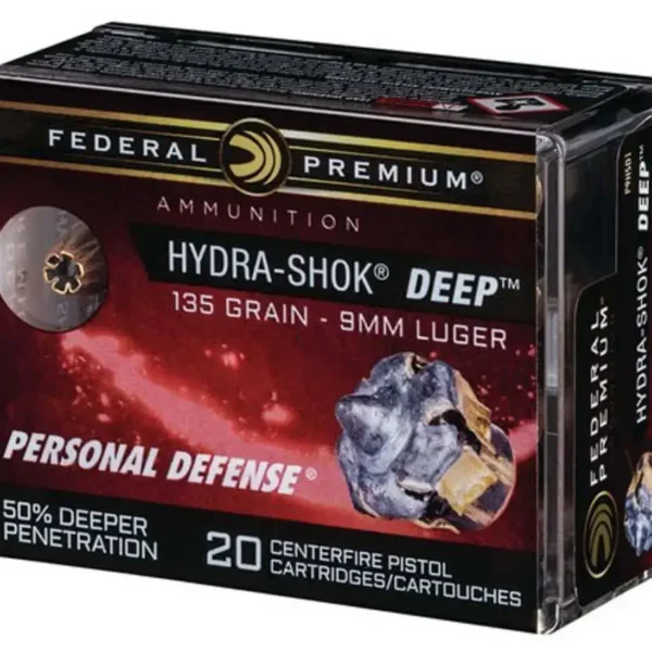 Federal Hydra-Shok Deep 9mm 135gr, Hollow Point, 100rd Box