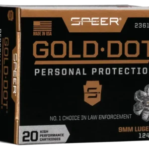 Speer Ammo Gold Dot Personal Protection 9mm +P 124gr, Hollow Point, 100rd Box