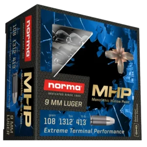 Norma MHP 9mm, 108gr, Monolithic Hollow Point, 100rd Box