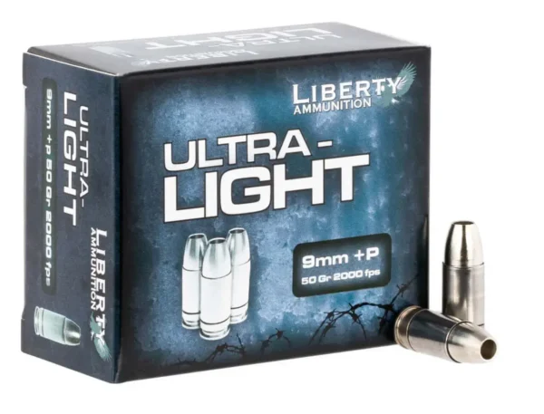 Liberty Ultra-Light 9mm,+P, 50gr, Copper Hollow Point, 100rd Box