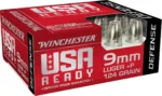 Winchester USA Ready 9mm +P, 124gr, Hex-Vent Hollow Point, 100rd Box