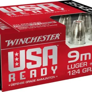 Winchester USA Ready 9mm +P, 124gr, Hex-Vent Hollow Point, 100rd Box