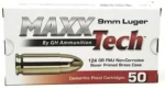 MaxxTech 9mm 124gr, 1150 fps, FMJ, 50Bx/20Cs