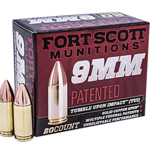 Fort Scott TUI 9mm, 80gr, Nickel-Plated, Solid Copper Spun, 20rd Box