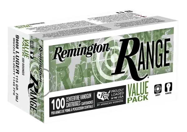 Remington Range Value Pack 9mm, 115gr, Full Metal Jacket, 200rd Box