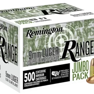 Remington Range Jumbo Pack 9mm, 115gr, Full Metal Jacket, 500rd Box