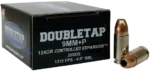DoubleTap 9mm +P, 124gr, Jacketed Hollow Point, 20rd Box