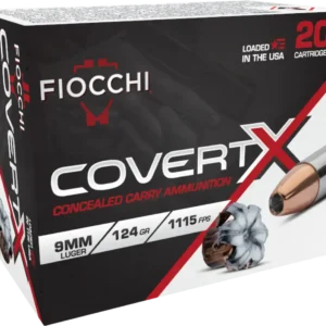 Fiocchi Ammunition COVERT X, 9mm, 124gr, Jacketed Hollow Point, 100rd Box