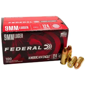 Federal Ammo American Eagle 9mm, 124gr, FMJ, 200Bx/5Cs