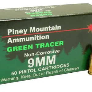 Piney Mountain Green Tracer 9mm, 119gr, Full Metal Jacket, 20rd Box