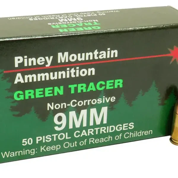 Piney Mountain Green Tracer 9mm, 119gr, Full Metal Jacket, 20rd Box