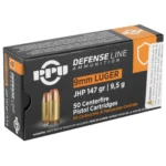 Prvi Partizan Defense 9mm, 147Gr, Jacketed Hollow Point, 50rd Box