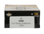 Armscor Subsonic 9mm, 147gr, Full Metal Jacket, 200rd Box