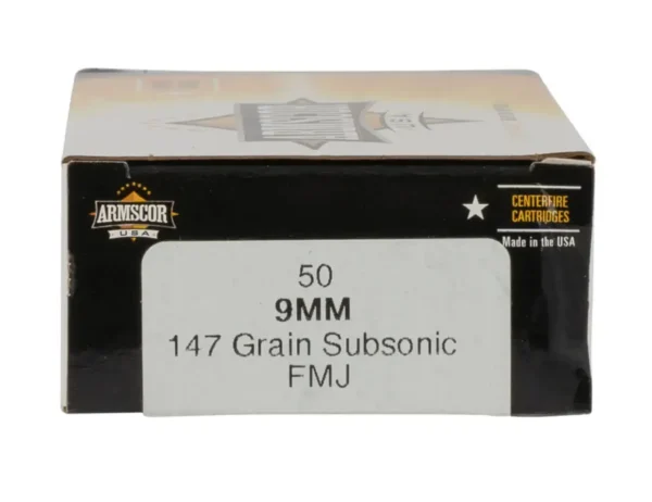 Armscor Subsonic 9mm, 147gr, Full Metal Jacket, 200rd Box