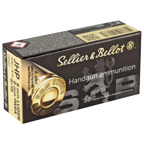 Sellier & Bellot Defense 9mm, 124gr, Jacketed Hollow Point, 200rd Box