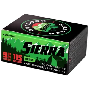 Sierra Outdoor Master 9mm, 115gr, Jacketed Hollow Point, 100rd Box