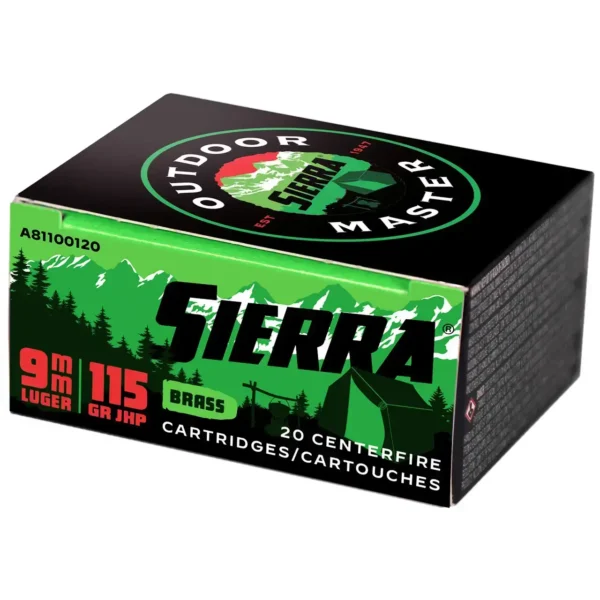 Sierra Outdoor Master 9mm, 115gr, Jacketed Hollow Point, 100rd Box