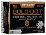 Speer Gold Dot Personal Protection Short Barrel 9mm +P, 124gr, Hollow Point, 60rd Box