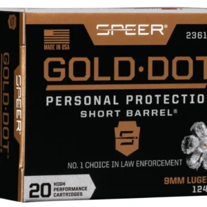 Speer Gold Dot Personal Protection Short Barrel 9mm +P, 124gr, Hollow Point, 60rd Box