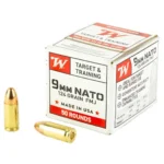 Winchester USA WHITE BOX 9mm, 124gr, Full Metal Jacket, 50rd Box