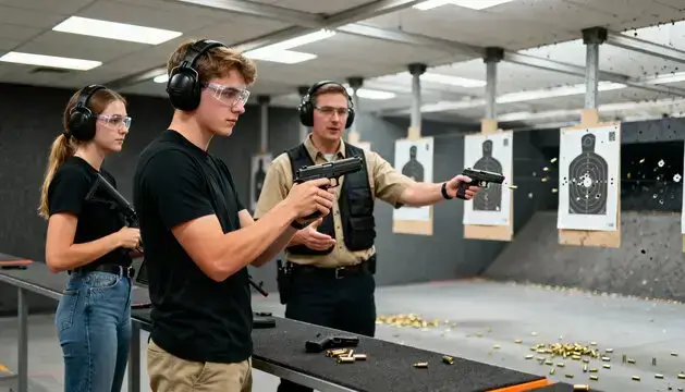 People training at a shooting range